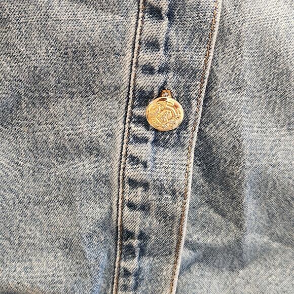 Carolina Blues Womens Vintage Denim Gold Elephant Button Up Blouse Size 16 - Picture 4 of 12